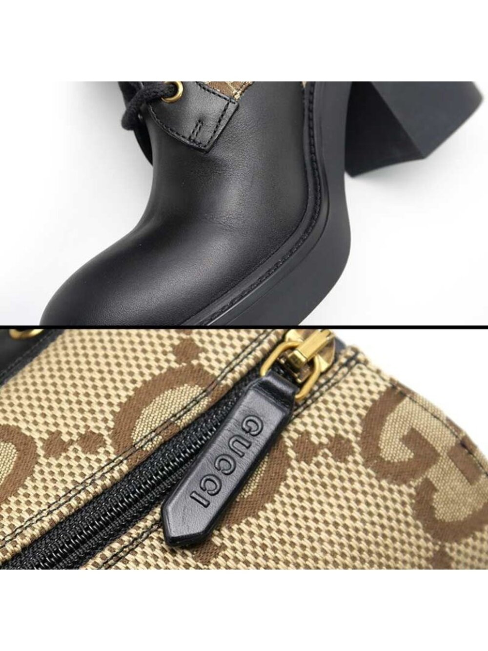 Gucci Double G Ankle Boots 38 GG Canvas Leather - Picture 9 of 11
